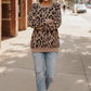 Leopard Jacquard Oversized Sweater Knit Top - DAVERRI FASHIONS