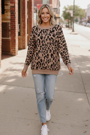 Leopard Jacquard Oversized Sweater Knit Top | Daverri Fashions