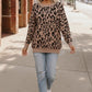 Leopard Jacquard Oversized Sweater Knit Top - DAVERRI FASHIONS