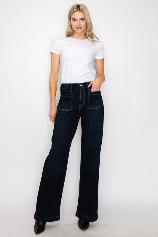 High rise modern wide jeans DARK STONE WASH Jeans