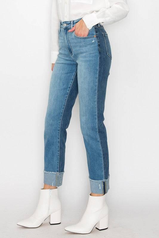 Control Top High Rise Cuffed Plus Size Jeans Jeans