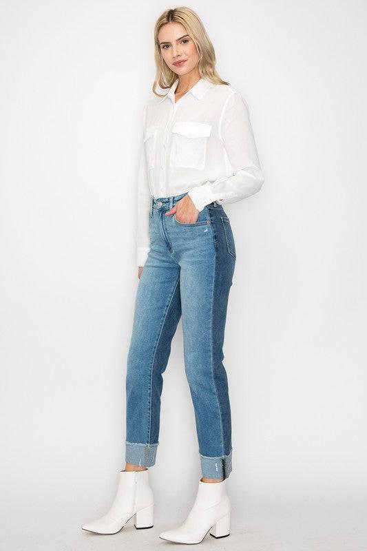 Control Top High Rise Cuffed Plus Size Jeans Jeans