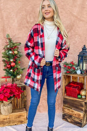 Red Riding Hooded Plaid Cardigan | Daverri Fashions