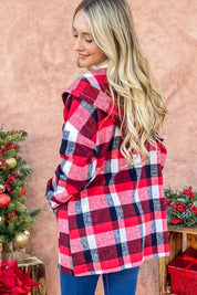 Red Riding Hooded Plaid Cardigan | Daverri Fashions