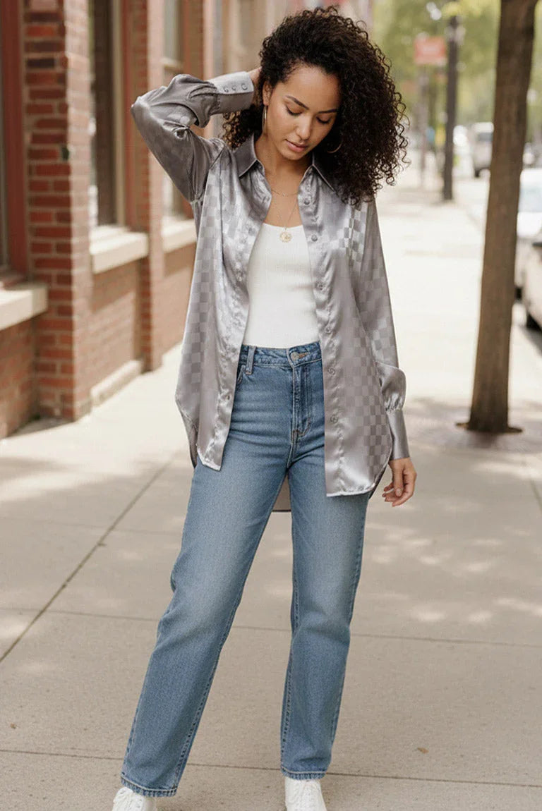 Downtown Glow Checkered Top | Daverri Fashions