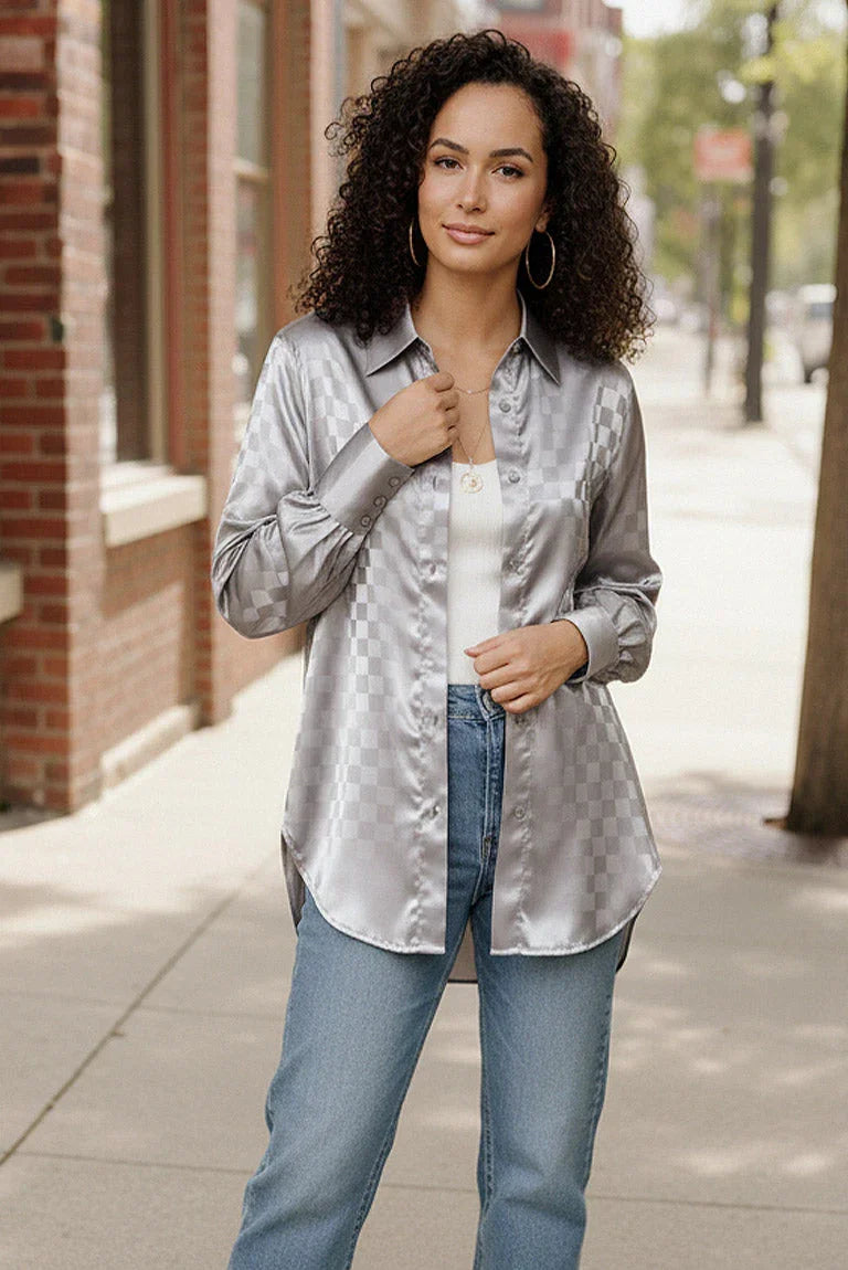 Downtown Glow Checkered Top | Daverri Fashions