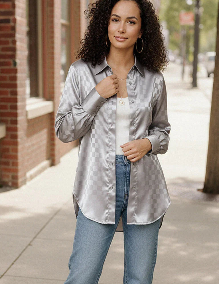 Downtown Glow Checkered Top | Daverri Fashions