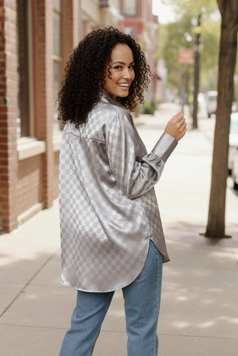 Downtown Glow Checkered Top | Daverri Fashions