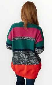 Color Block Striped Open Cardigan Cardigans