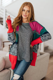 Color Block Striped Open Cardigan Cardigans