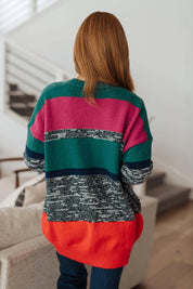 Color Block Striped Open Cardigan Cardigans