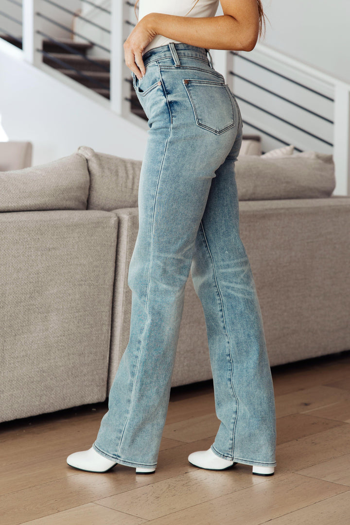 High Rise Plaid Cuff Vintage Straight Judy Blue Jeans Jeans