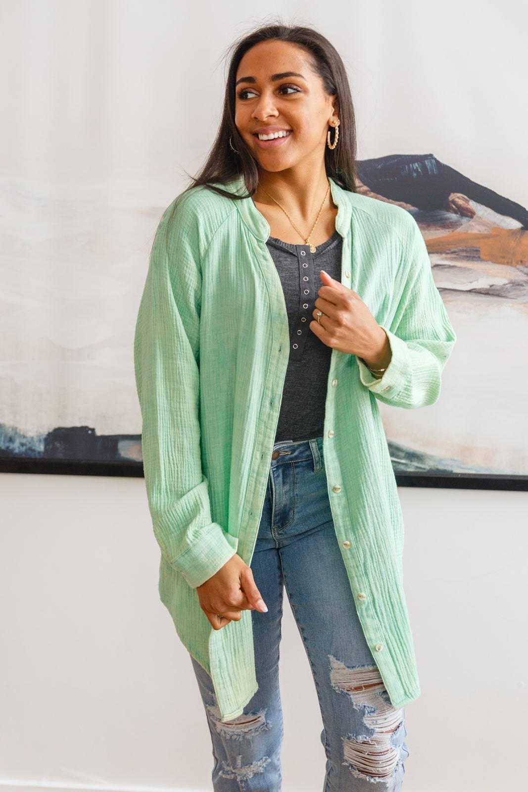 Relaxed Fit Vintage Cotton Shirt Green Shirts & Tops
