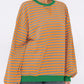 Striped Round Neck Long Sleeve Sweatshirt - DAVERRI FASHIONS