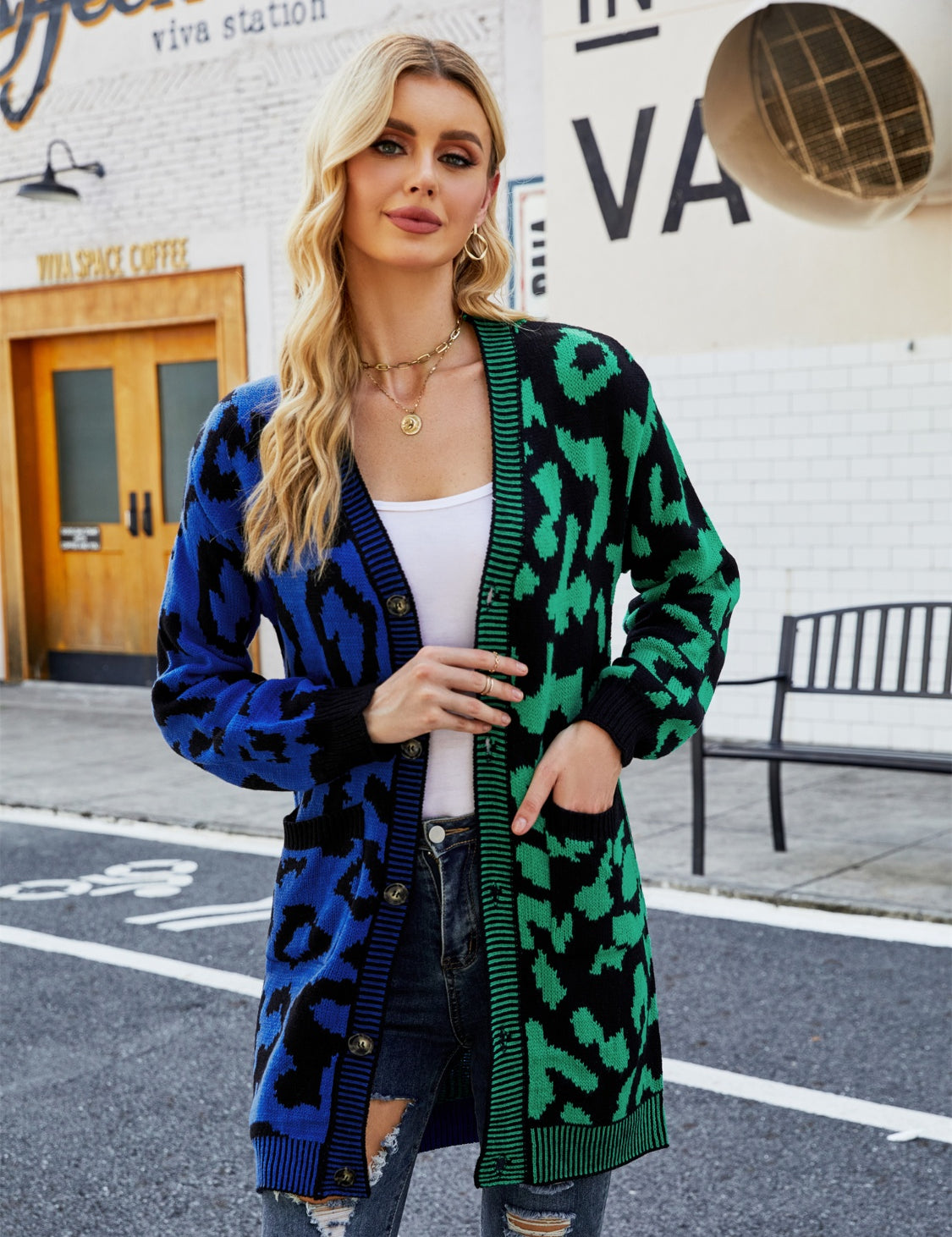 Angel Wings Leopard Button Down Longline Cardigan | Cardigans Daverri Fashions