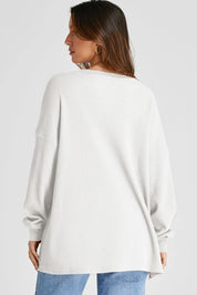 Waffle-Knit Long Sleeve Sweatshirt | Sweatshirts Daverri Fashions