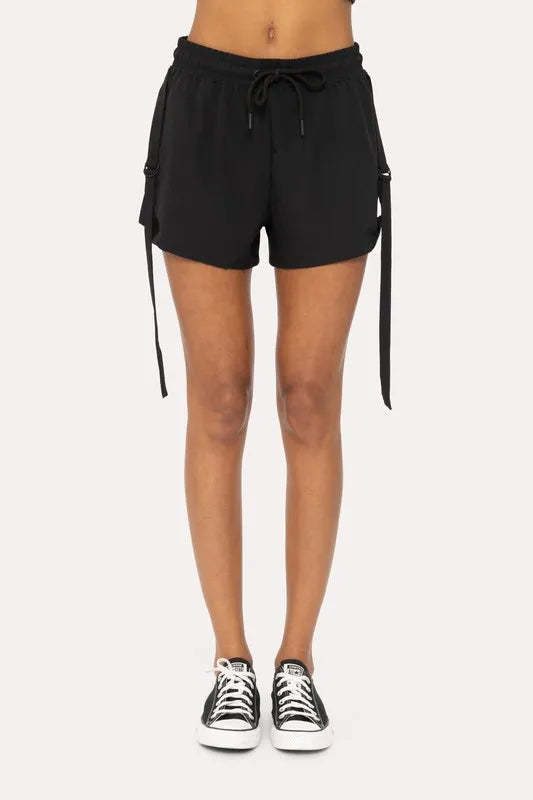 MONO B Flexstrap Ripstop Drawstring Shorts BLACK