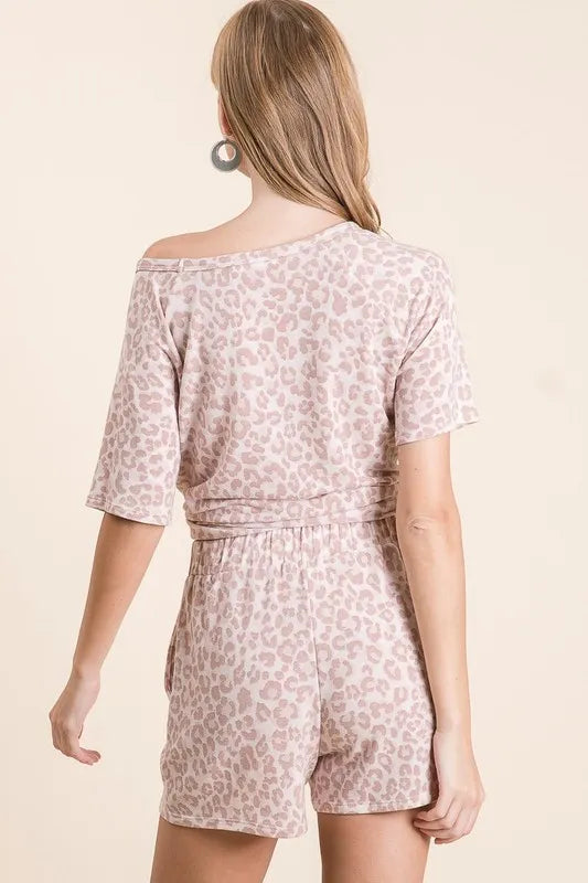 BiBi Leopard Terry Shorts With Drawstring Shorts