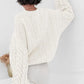 Cable Knit Long Sleeve Sweater - DAVERRI FASHIONS