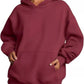 Maroon oversized kangaroo pocket long sleeve hoodie with drawstring hood