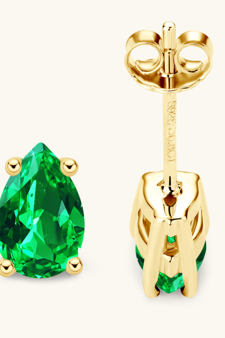 Lab-Grown Emerald Stud Earrings | Earrings Daverri Fashions