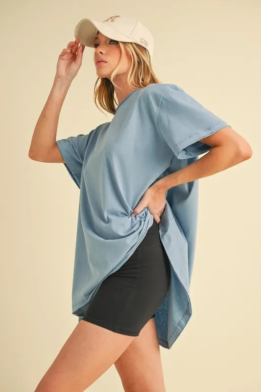 Aemi+Co Round Neck Short Sleeve Oversized T-Shirt | Daverri Fashions