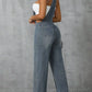 Zip Front Wide Strap Denim Overalls - DAVERRI FASHIONS