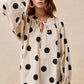 BiBi Polka Dot Exaggerated Balloon Sleeves Blouse - DAVERRI FASHIONS