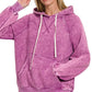 Zenana Acid Wash Fleece Hoodie with Kangaroo Pocket Lt Plum - DAVERRI FASHIONS