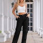 Daverri high-waisted black cargo jeans with multiple pockets and relaxed fit