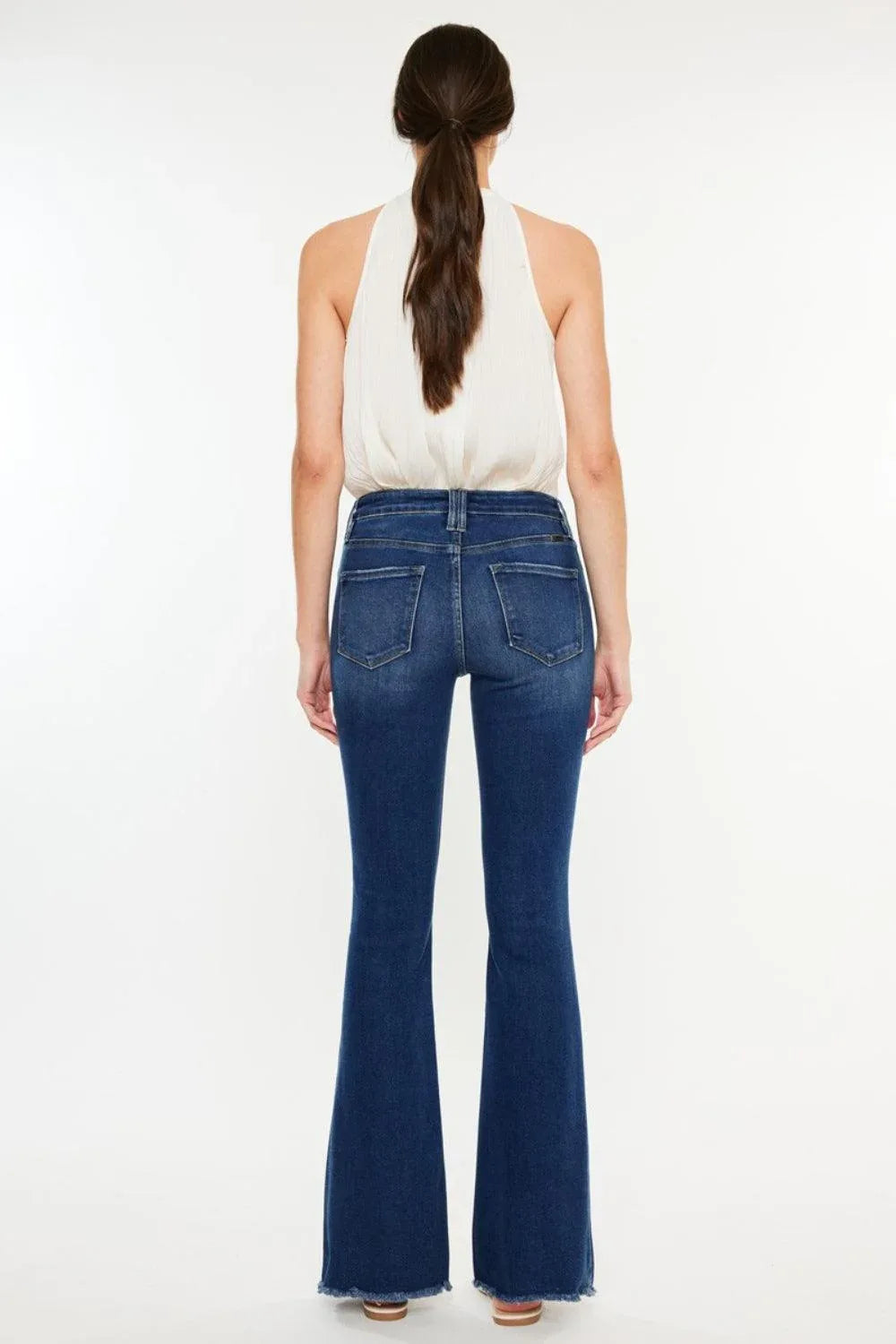 Kancan Cat's Whiskers Raw Hem Flare Jeans - DAVERRI FASHIONS