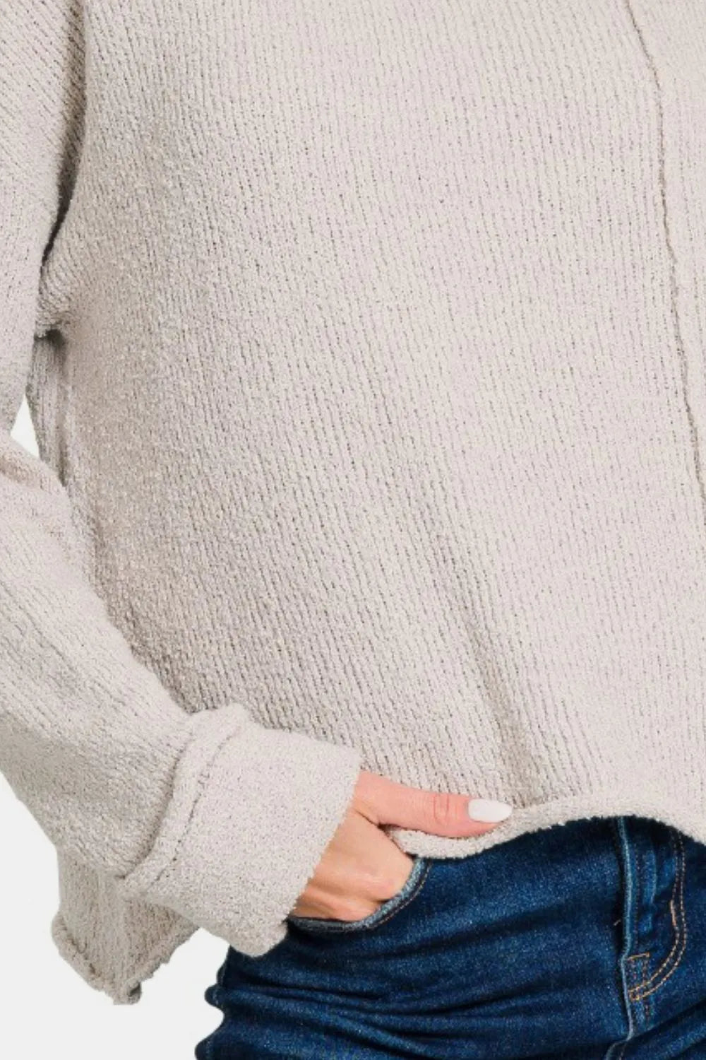 Zenana Asymmetric Hem Drop Shoulder Sweater | Sweaters Daverri Fashions