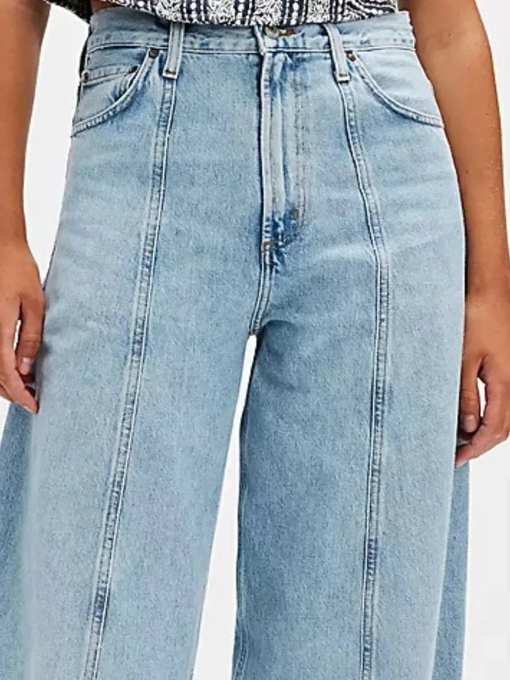 Wide Leg Jeans with Pockets - DAVERRI FASHIONS