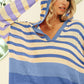 BiBi Striped Color Block Hooded Knit Top - DAVERRI FASHIONS