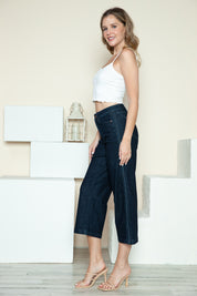 Judy Blue Full Size Side Seam Braid Detail Crop Wide Leg Jeans | Jeans Daverri Fashions