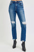 RISEN Full Size High Rise Distressed Crop Straight Jeans - DAVERRI FASHIONS