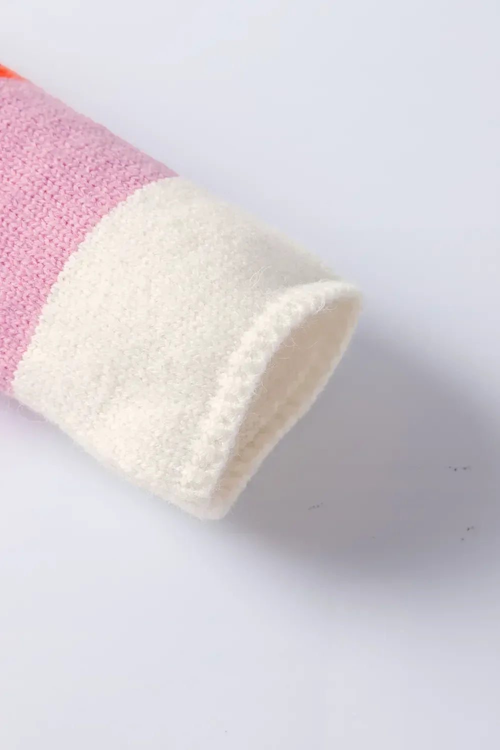 Color Block V-Neck Long Sleeve Sweater - DAVERRI FASHIONS