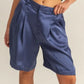 HYFVE High-Waist Pleated Satin Shorts - DAVERRI FASHIONS