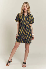 ADORA Floral Button-Up Mini Denim Dress | Mini Dresses Daverri Fashions