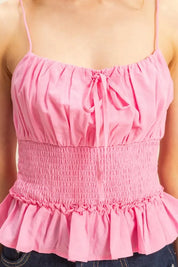 HYFVE Poplin Smocked Waist Summery Cami Top | Daverri Fashions