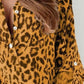 Leopard Button Detail Notched Long Sleeve Blouse - DAVERRI FASHIONS