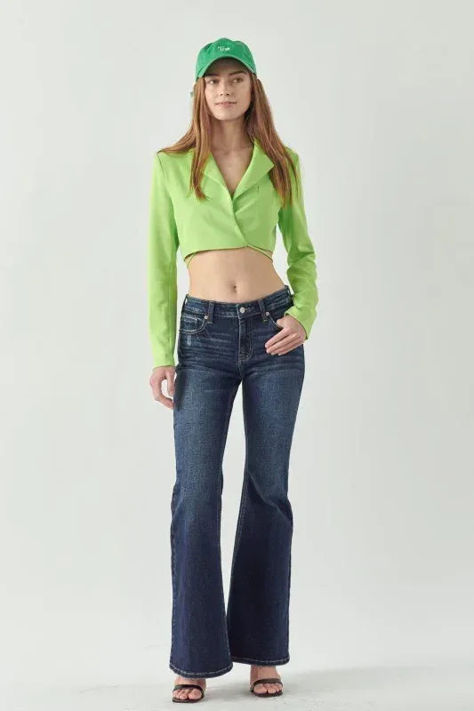 Artemis Vintage Mid Rise Stretch Super Flare Jeans - DAVERRI FASHIONS