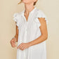 Annie Wear Ruffle Sleeve Shirred Flowy Woven Tunic Shirts - DAVERRI FASHIONS