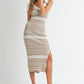 MABLE Striped Rib Knit Midi Dress Midi Dresses