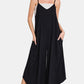 Zenana Spaghetti Strap Wide Leg Overalls with Pockets Black L