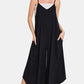 Zenana Spaghetti Strap Wide Leg Overalls with Pockets Black S