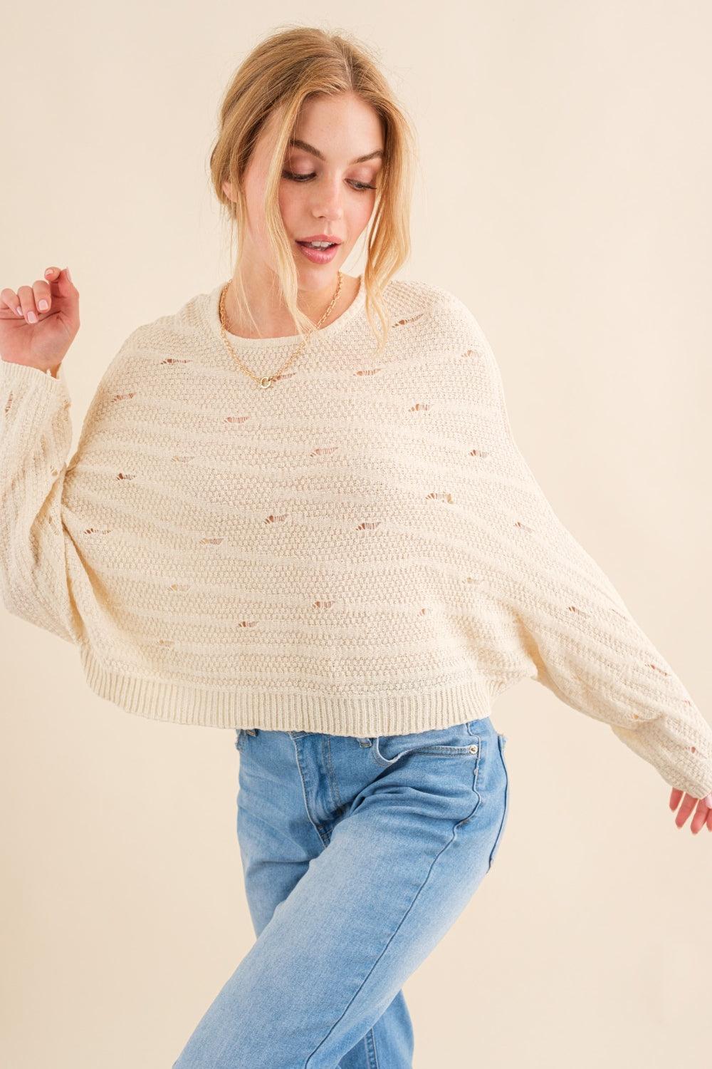 And The Why Dolman Sleeves Sweater - DAVERRI FASHIONS