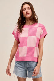 BLUSH PINK S SO ME Check Plaid Casual Sweater Top | Sweaters Daverri Fashions