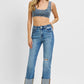 RISEN Full Size High Rise Ankle Straight Wide Cuffed Jeans Plus Size