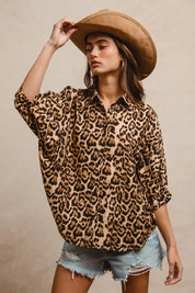 BiBi Leopard Prints Oversized Short Sleeves Top | Tops Daverri Fashions